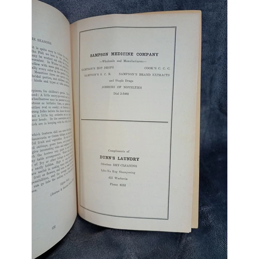 Maples Springs Methodist Church Cookbook 1950  First Edition Winston-Salem, NC‎